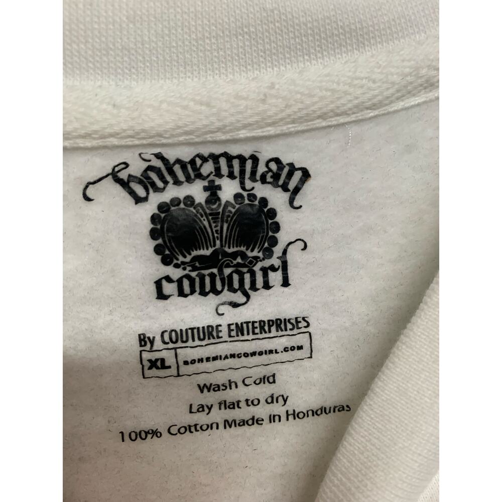 Bohemian Cowgirl “Giddy Up” Graphic Cropped Sweatshirt XL White Western Country - Picture 3 of 3